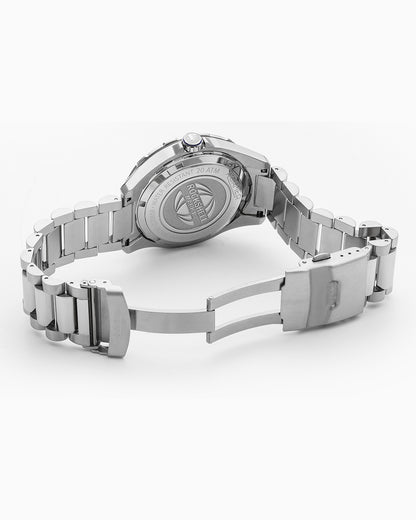 Rockshell Mark III Scuba 44 mm Quartz Three-Hand Date Blue Dial Turning Bezel Silver Bracelet Sapphire glass Stainless Steel swiss watch