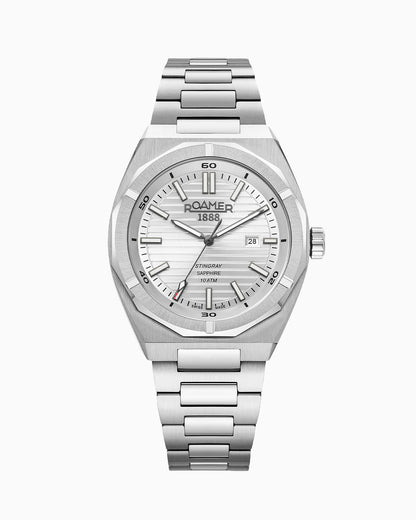 Stingray 42 mm Quartz Three-Hand Date Silver Dial Silver Bracelet Sapphire glass Stainless Steel swiss watch