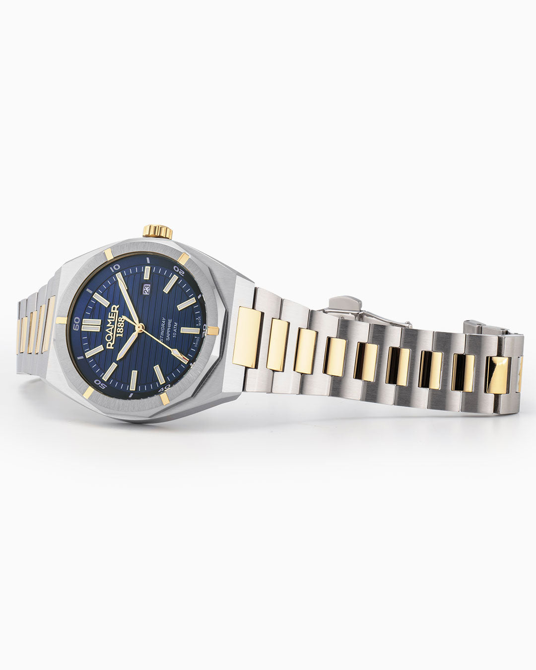 Stingray 42 mm Quartz Three-Hand Date Blue Dial Two-tone Bracelet Sapphire glass Stainless Steel swiss watch