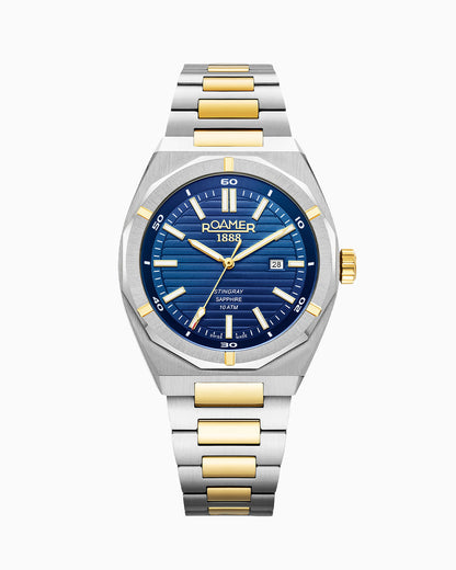 Stingray 42 mm Quartz Three-Hand Date Blue Dial Two-tone Bracelet Sapphire glass Stainless Steel swiss watch
