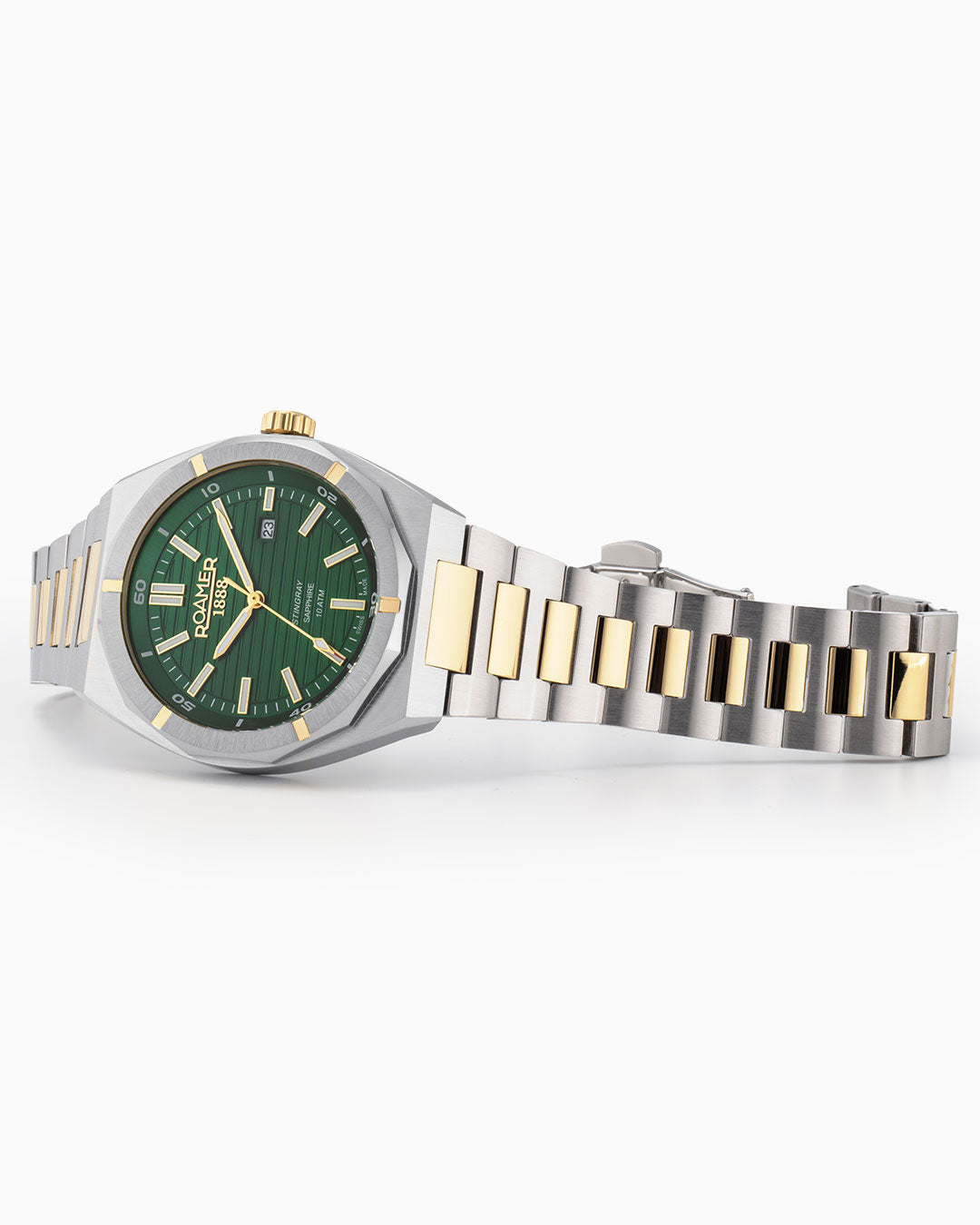 Stingray 42 mm Quartz Three-Hand Date Green Dial Two-tone Bracelet Sapphire glass Stainless Steel swiss watch