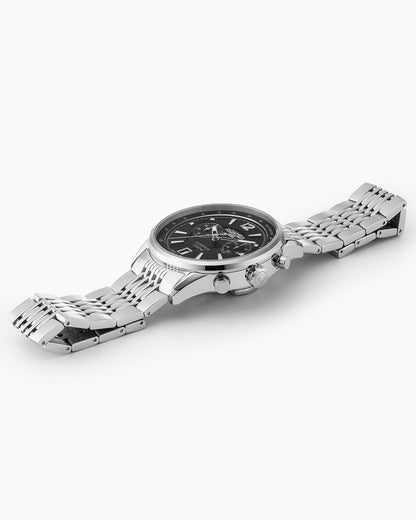Superior Chrono III 44mm Quartz Chronograph Date Black Dial Silver Bracelet Sapphire glass Stainless Steel swiss watch