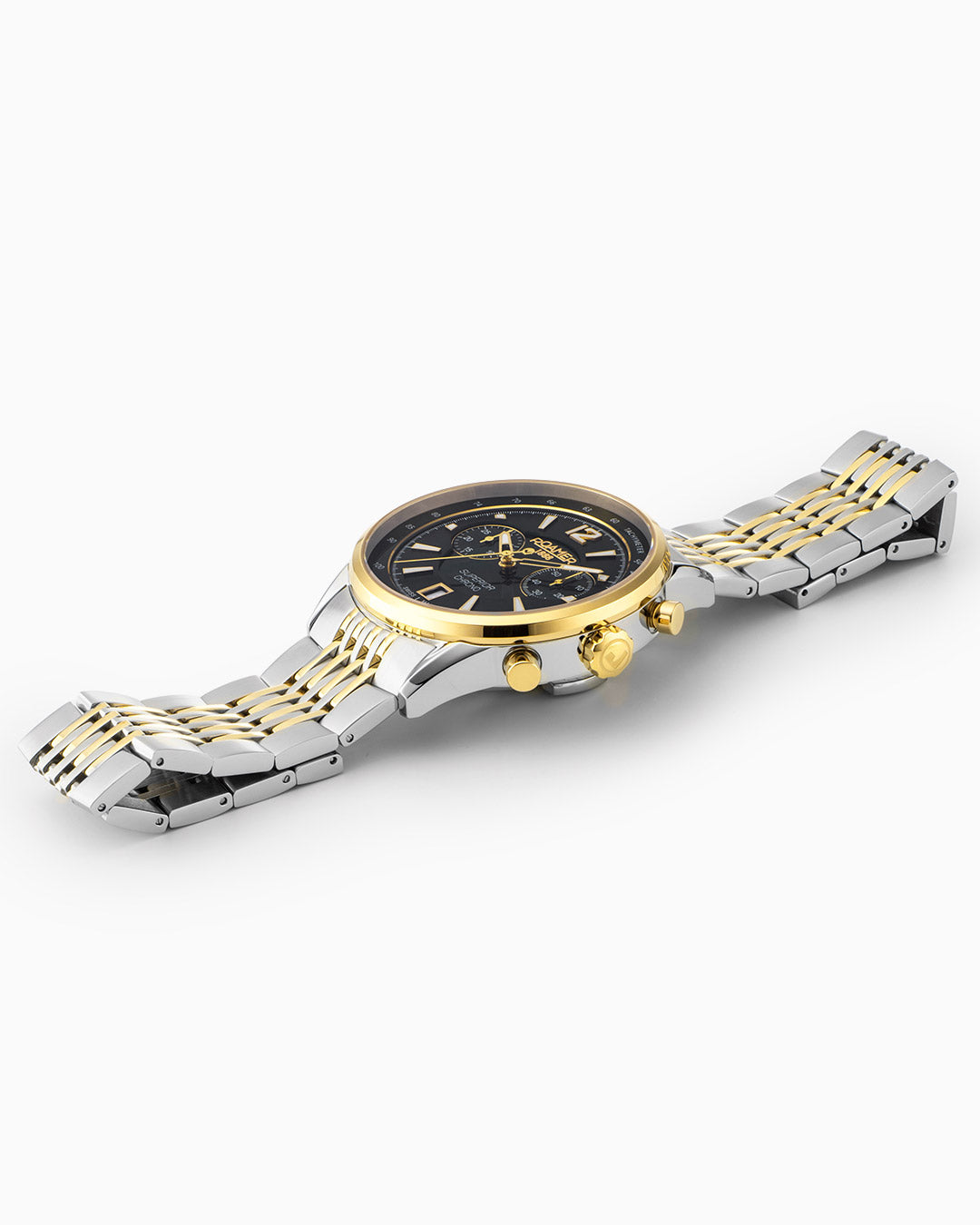 Superior Chrono III 44mm Quartz Chronograph Date Black Dial Two-Tone Bracelet Sapphire glass Stainless Steel swiss watch