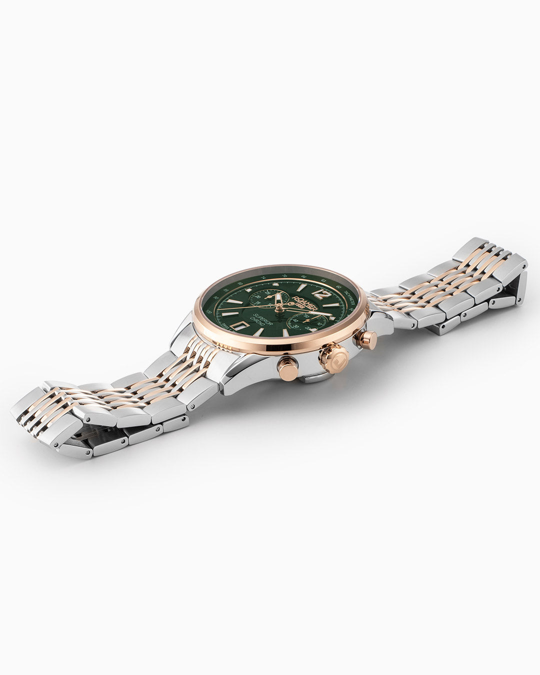 Superior Chrono III 44mm Quartz Chronograph Date Green Dial Two-Tone Bracelet Sapphire glass Stainless Steel swiss watch