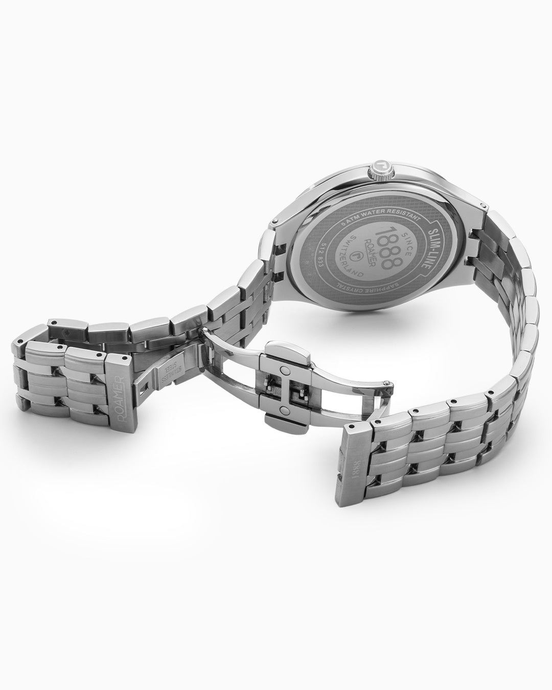 Slim Line Classic 40 mm Quartz Three-Hand Date Sky Blue Dial Silver Bracelet Sapphire glass Stainless Steel swiss watch