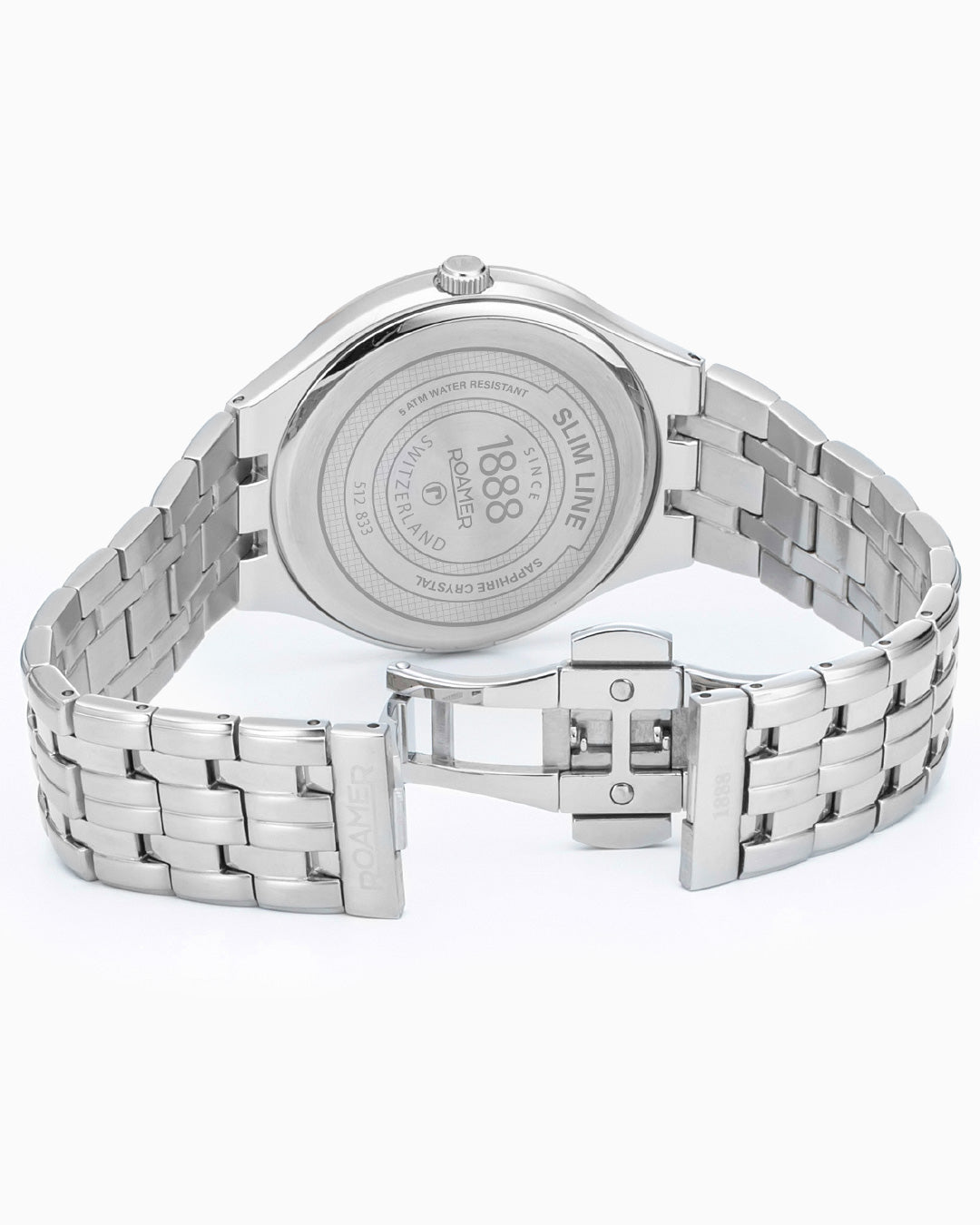Slim Line Classic 40 mm Quartz Three-Hand Date Black Dial Silver Bracelet Sapphire glass Stainless Steel swiss watch