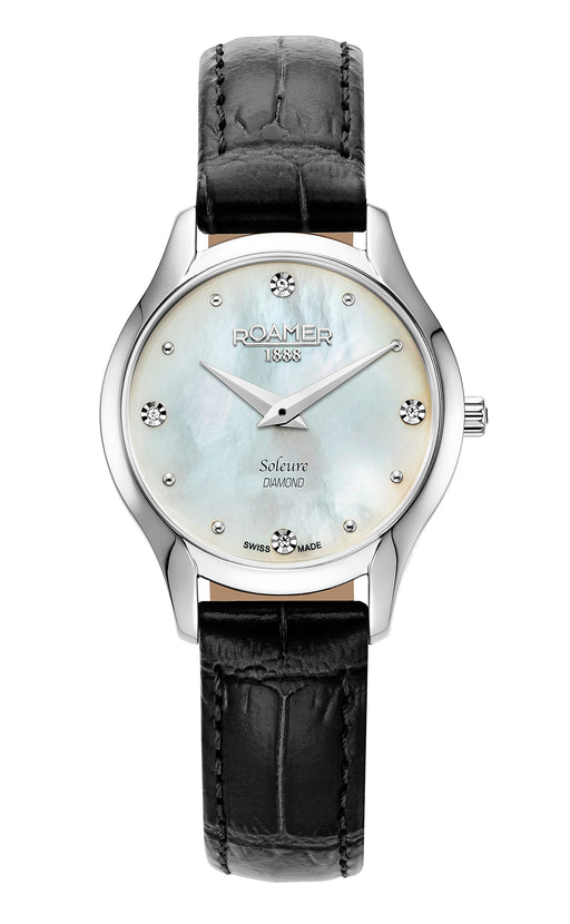 Soleure 30mm Quartz Two-Hand Black Leather Bracelet Sapphire glass Stainless Steel swiss watch