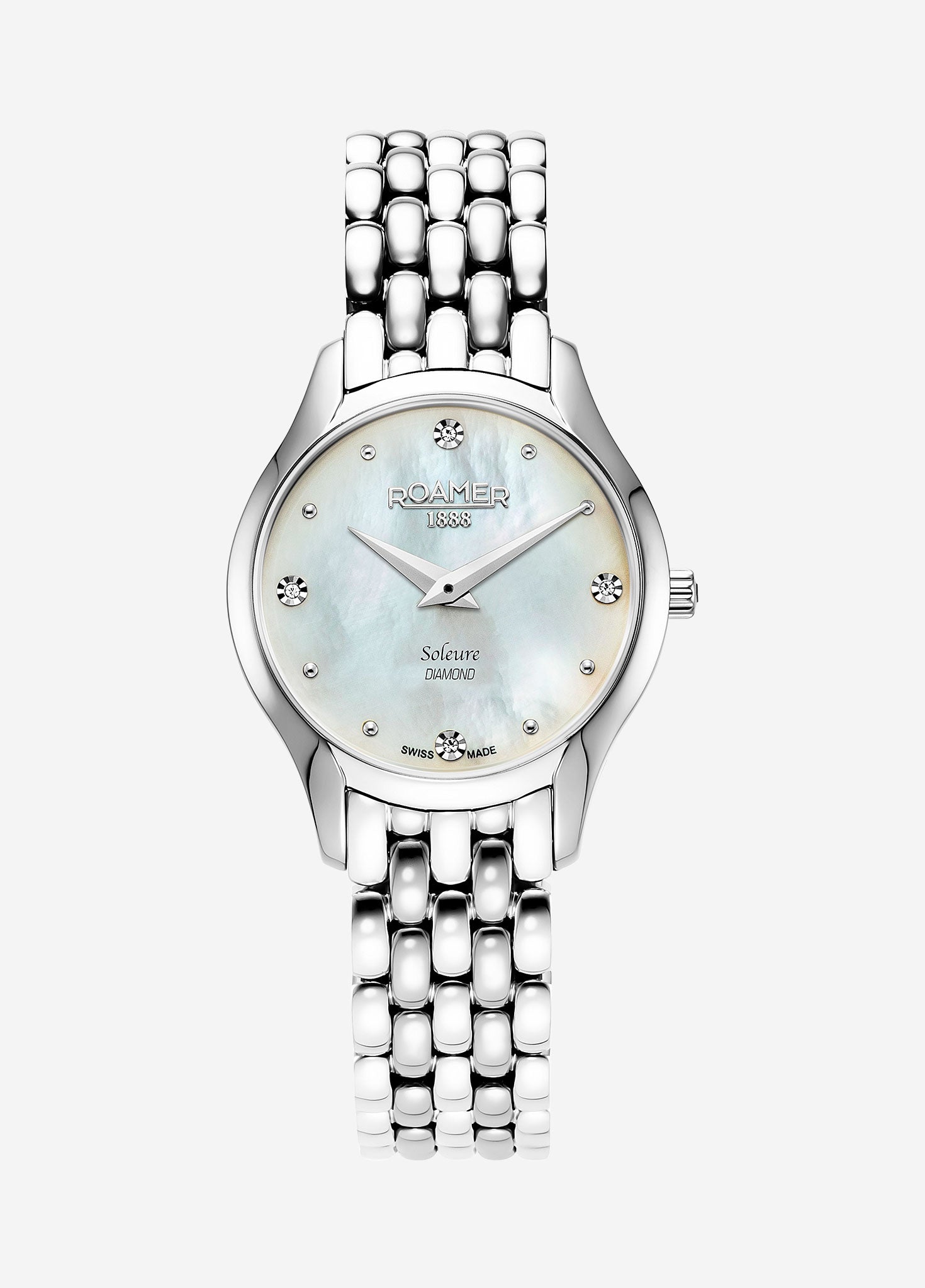Soleure 30mm Quartz Two-Hand White Mop Dial  Silver Bracelet Sapphire glass Stainless Steel swiss watch
