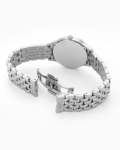 Soleure 30mm Quartz Two-Hand Black Mop Dial  Silver Bracelet Sapphire glass Stainless Steel swiss watch