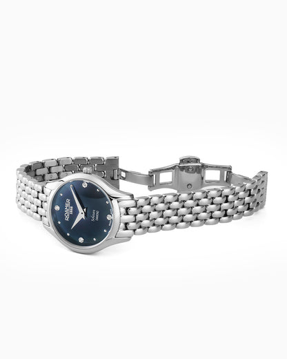 Soleure 30mm Quartz Two-Hand Black Mop Dial  Silver Bracelet Sapphire glass Stainless Steel swiss watch