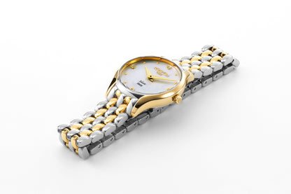 Soleure 30mm Quartz Two-Hand White Mop Dial  Two-Tone Bracelet Sapphire glass Stainless Steel swiss watch
