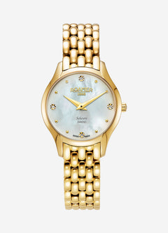 Soleure 30mm Quartz Two-Hand White MOP Dial Gold Bracelet Sapphire glass Stainless Steel swiss watch