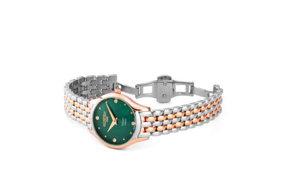 Soleure 30mm Quartz Two-Hand Green Mop Dial  Two-Tone Bracelet Sapphire glass Stainless Steel swiss watch