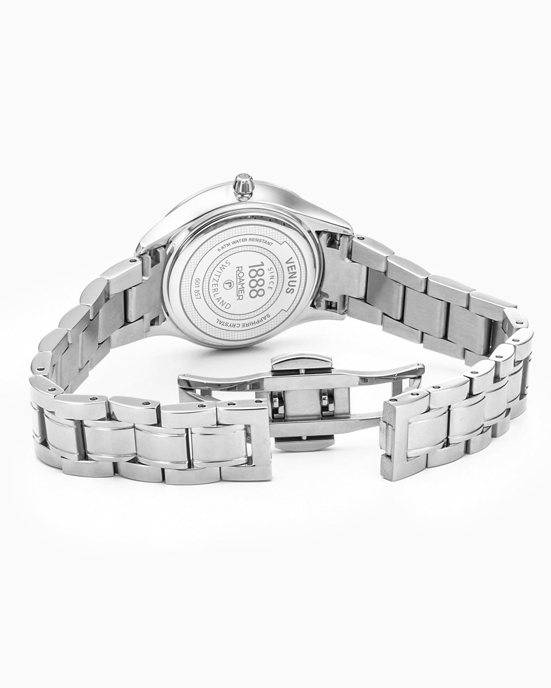 Venus Diamond 30mm Quartz Two-Hand White Mop W/Pnp Indexes, 1Pc 1.2Mm Dia Dial  Silver Bracelet Sapphire glass Stainless Steel swiss watch