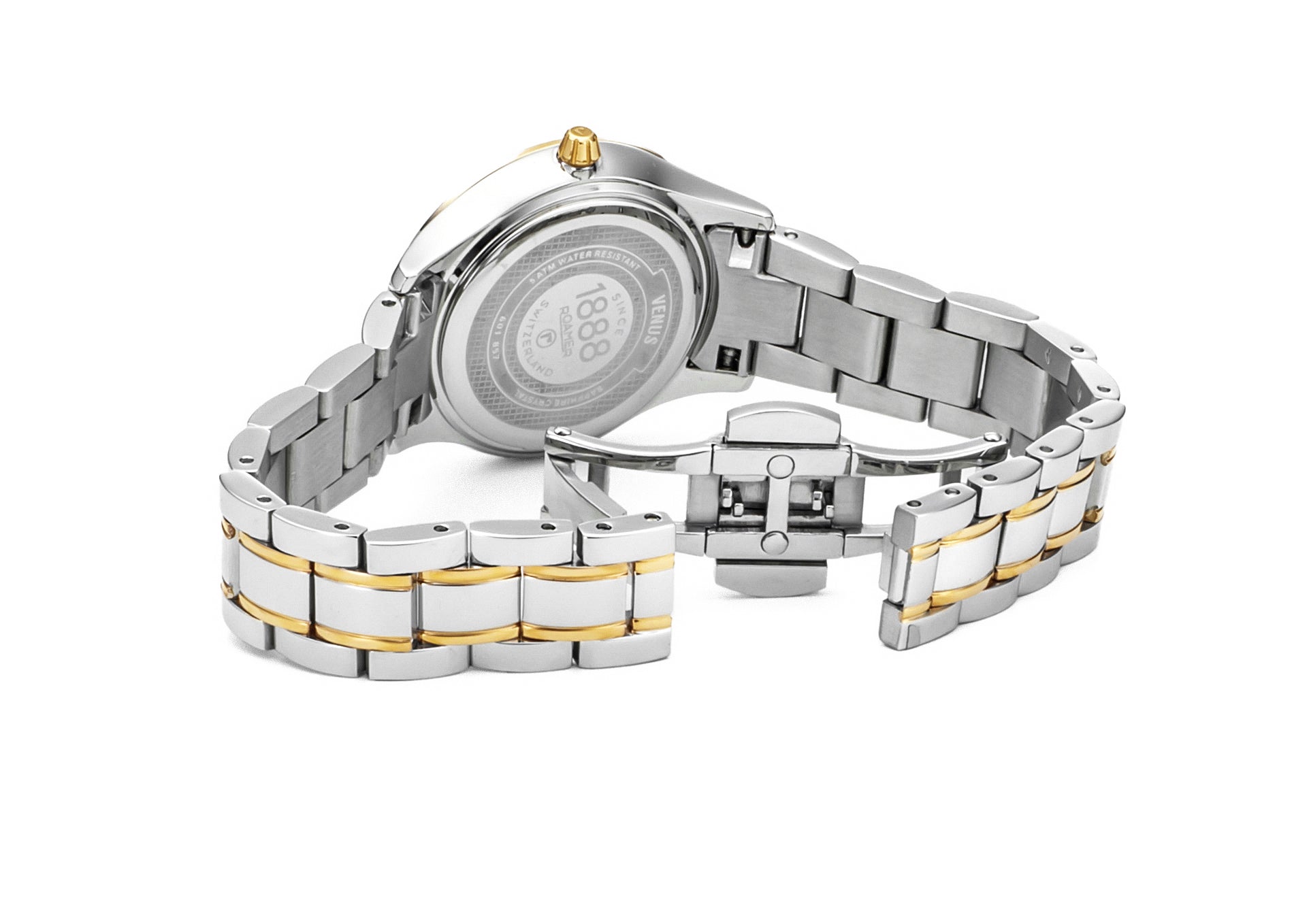 Venus Diamond 30mm Quartz Two-Hand Blue Mop W/Gp Indexes  1Pc 1.2Mm Dia Dial  Two-Tone Bracelet Sapphire glass Stainless Steel swiss watch