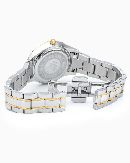 Venus Diamond 30mm Quartz Two-Hand White Mop W/Gp Indexes, 1Pc 1.2Mm Dia Dial  Two-Tone Bracelet Sapphire glass Stainless Steel swiss watch