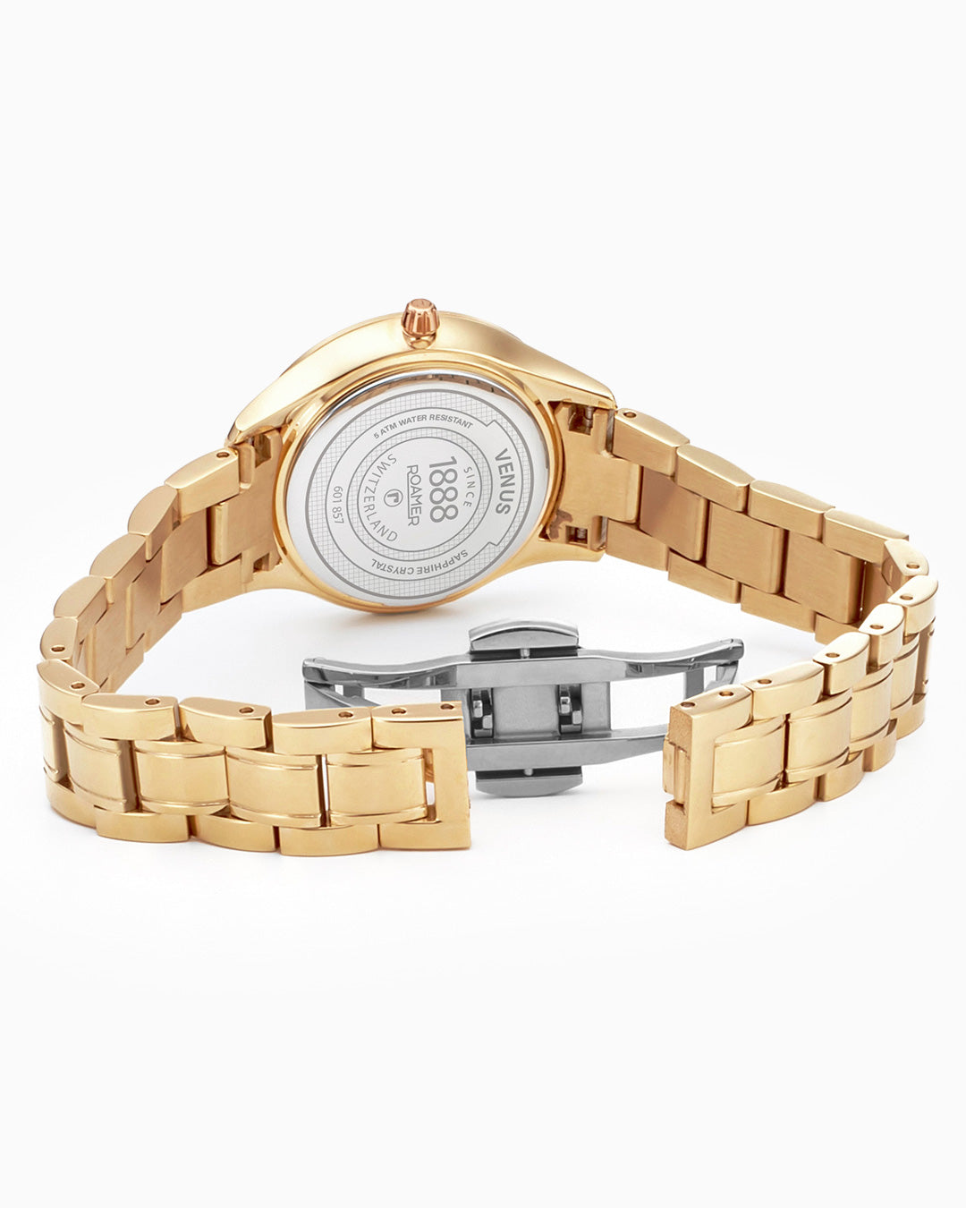 Venus Diamond 30mm Quartz Two-Hand Gold Bracelet Sapphire glass Stainless Steel swiss watch