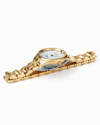 Venus Diamond 30mm Quartz Two-Hand Gold Bracelet Sapphire glass Stainless Steel swiss watch