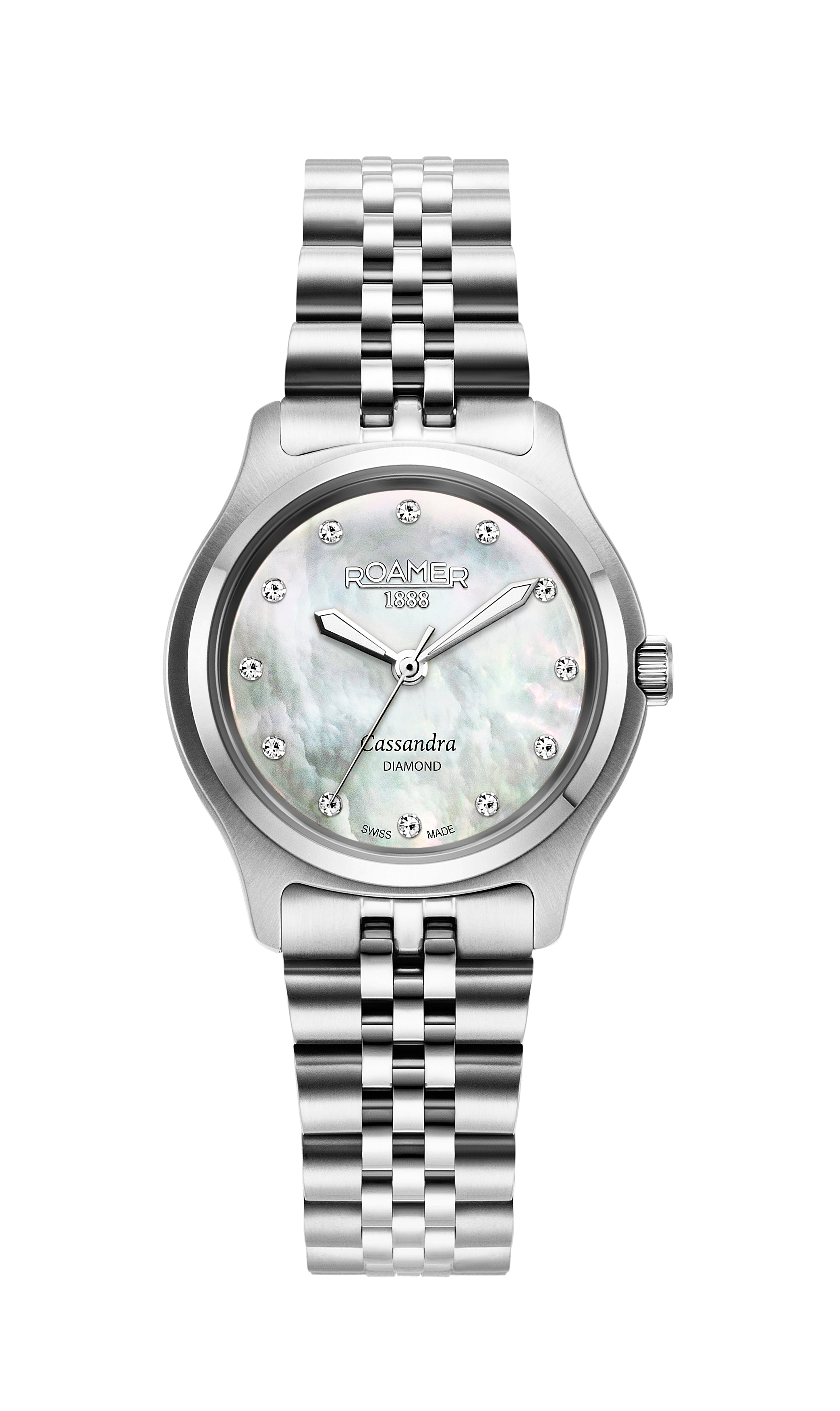 Cassandra Diamond 31 mm Quartz Three-Hand White Dial Silver Bracelet Sapphire glass Stainless Steel swiss watch