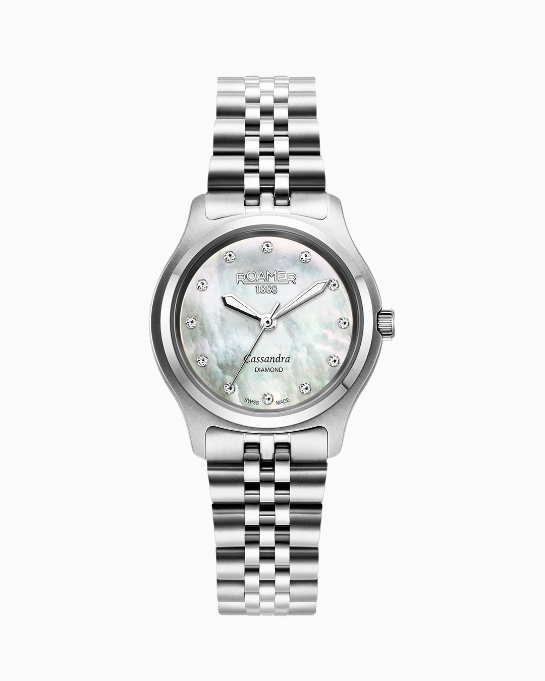 Cassandra Diamond 31 mm Quartz Three-Hand White Dial Silver Bracelet Sapphire glass Stainless Steel swiss watch