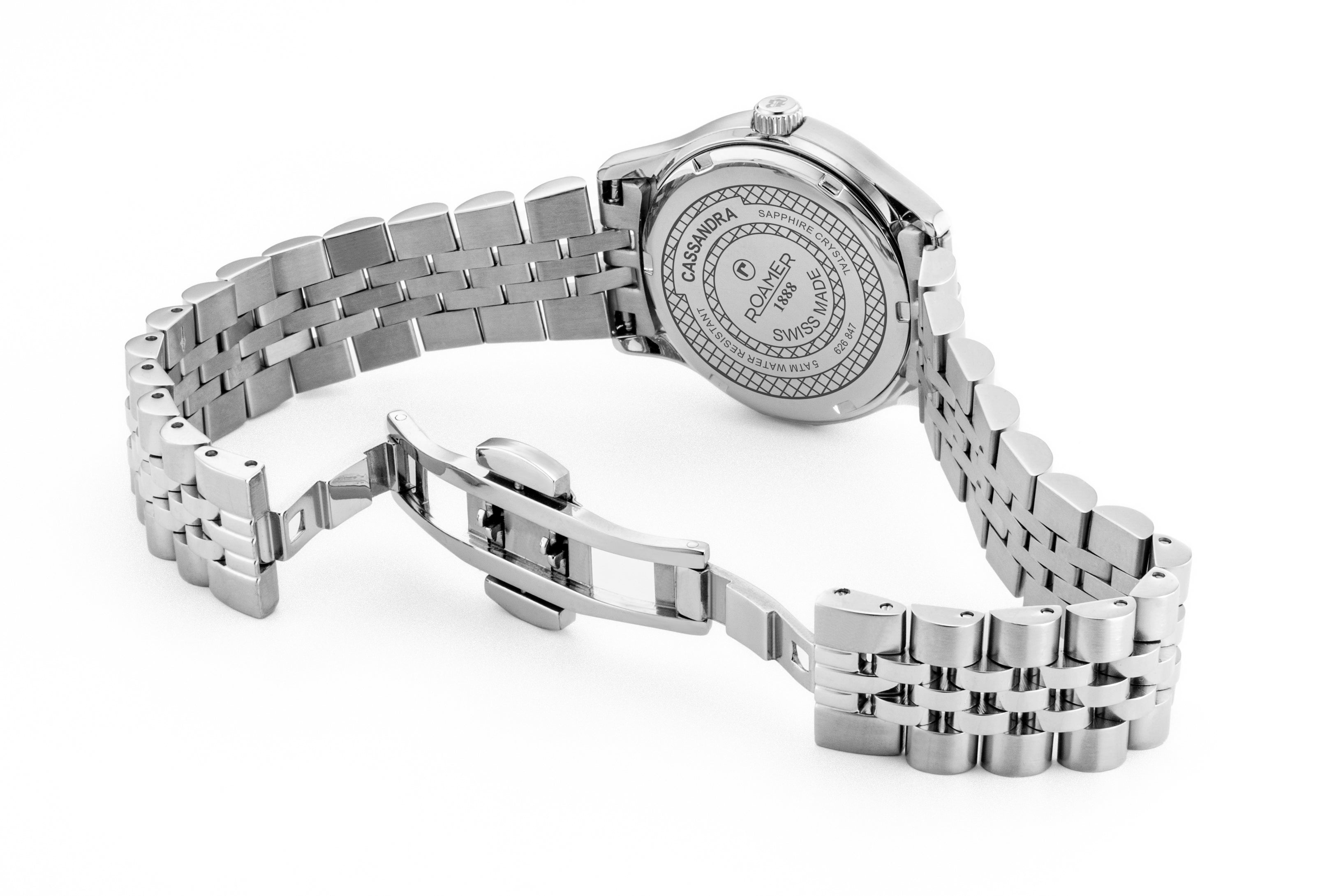 Cassandra Diamond 31 mm Quartz Three-Hand White Dial Silver Bracelet Sapphire glass Stainless Steel swiss watch