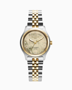 Cassandra Diamond 31 mm Quartz Three-Hand Champagne Dial Two-Tone Bracelet Sapphire glass Stainless Steel swiss watch