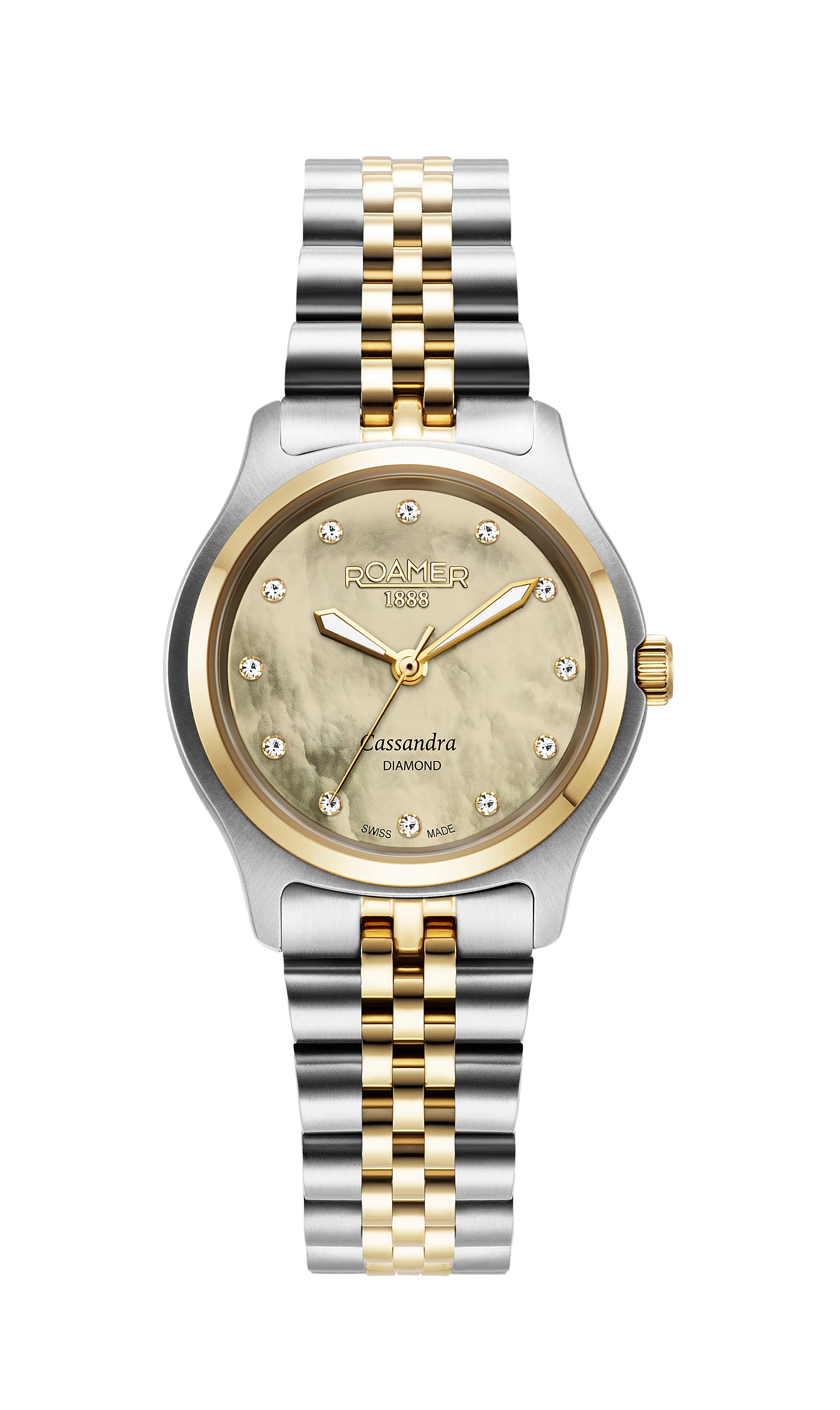 Cassandra Diamond 31 mm Quartz Three-Hand White Dial Two-Tone Bracelet Sapphire glass Stainless Steel swiss watch