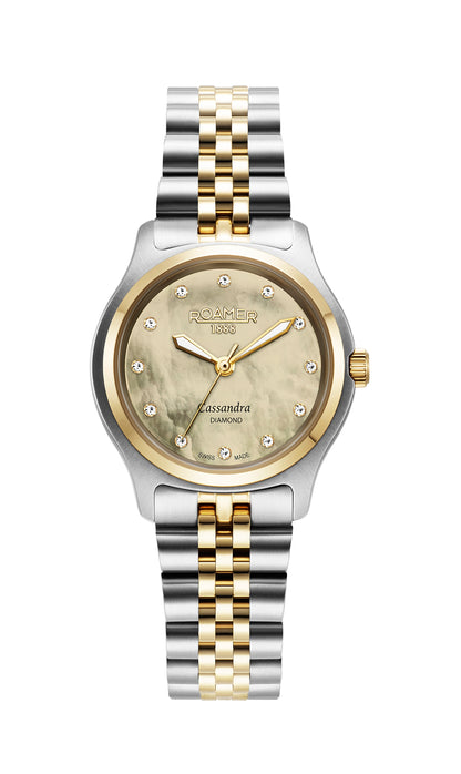 Cassandra Diamond 31 mm Quartz Three-Hand White Dial Two-Tone Bracelet Sapphire glass Stainless Steel swiss watch