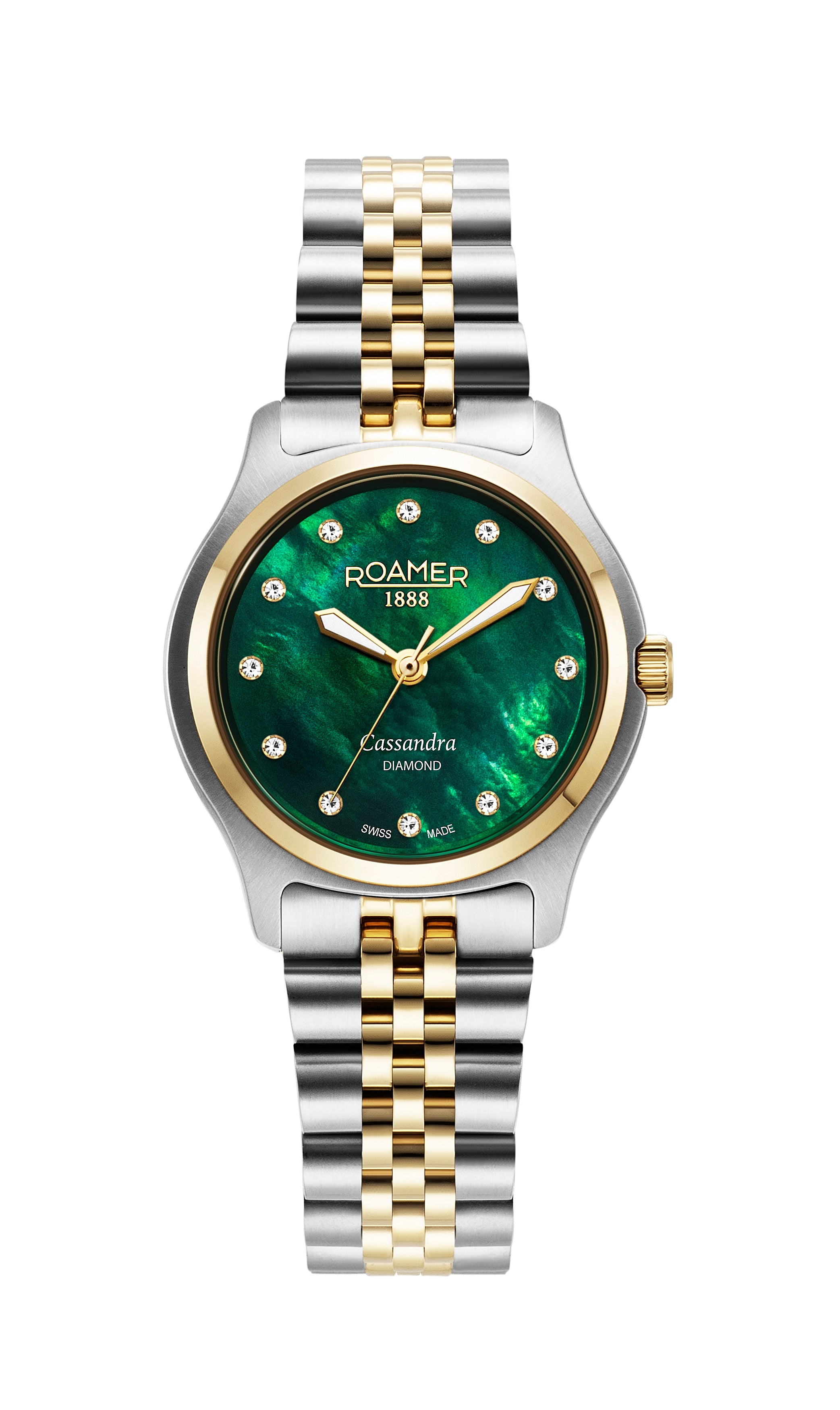 Cassandra Diamond 31 mm Quartz Three-Hand Green Dial Two-Tone Bracelet Sapphire glass Stainless Steel swiss watch
