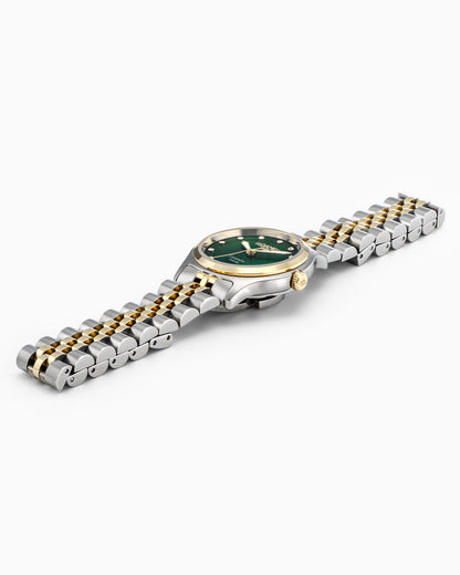 Cassandra Diamond 31 mm Quartz Three-Hand Green Dial Two-Tone Bracelet Sapphire glass Stainless Steel swiss watch