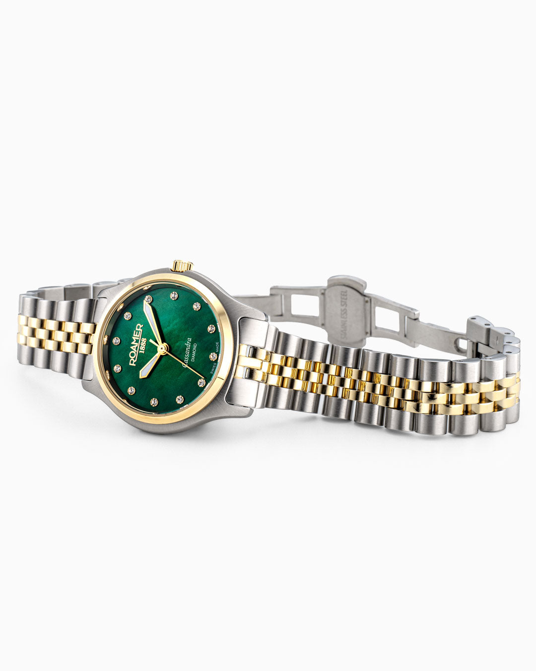 Cassandra Diamond 31 mm Quartz Three-Hand Green Dial Two-Tone Bracelet Sapphire glass Stainless Steel swiss watch