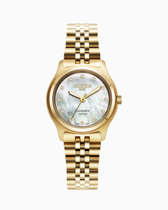 Cassandra Diamond 31 mm Quartz Three-Hand White MOP Dial Gold Bracelet Sapphire glass Stainless Steel swiss watch