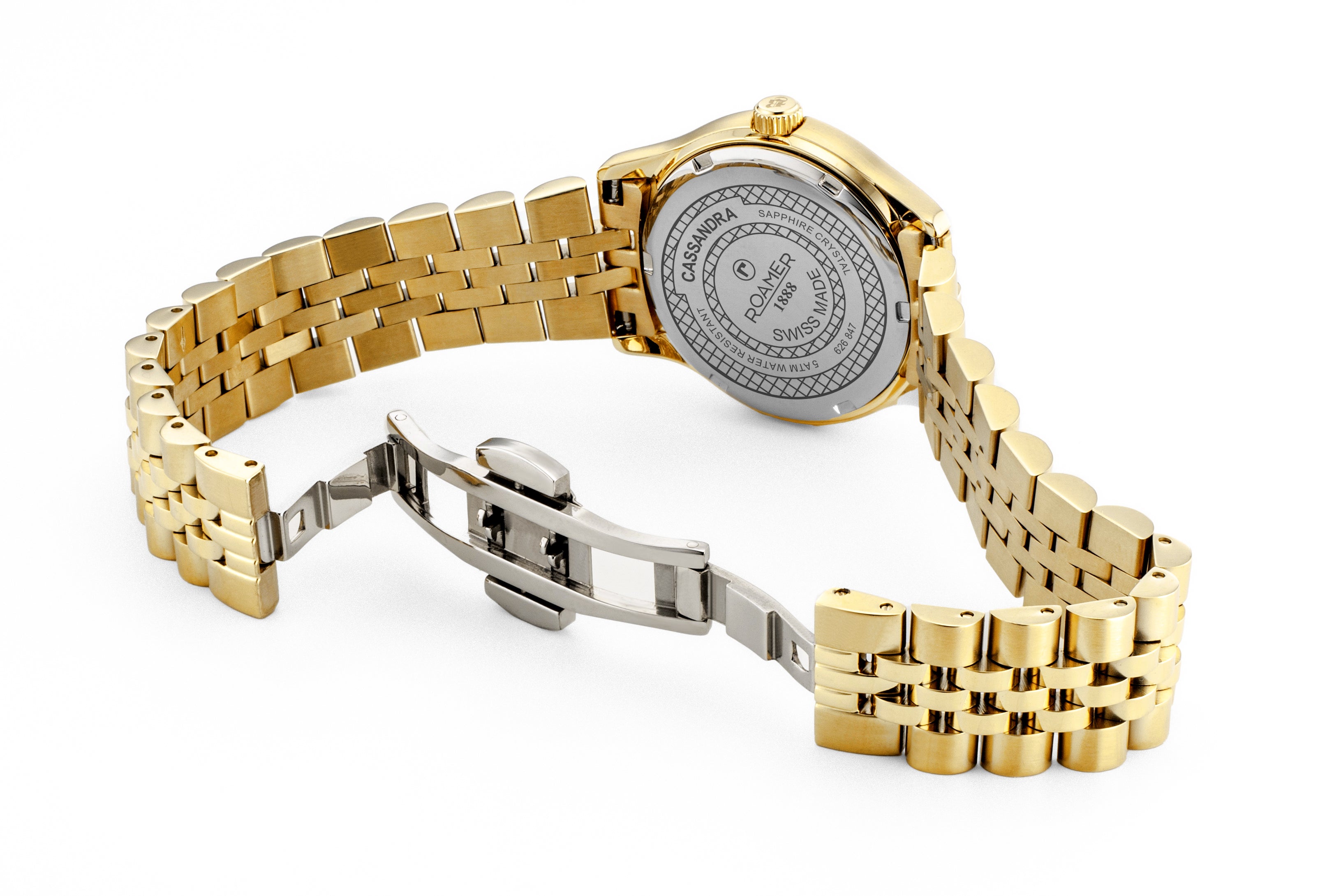 Cassandra Diamond 31 mm Quartz Three-Hand White Dial Gold Bracelet Sapphire glass Stainless Steel swiss watch