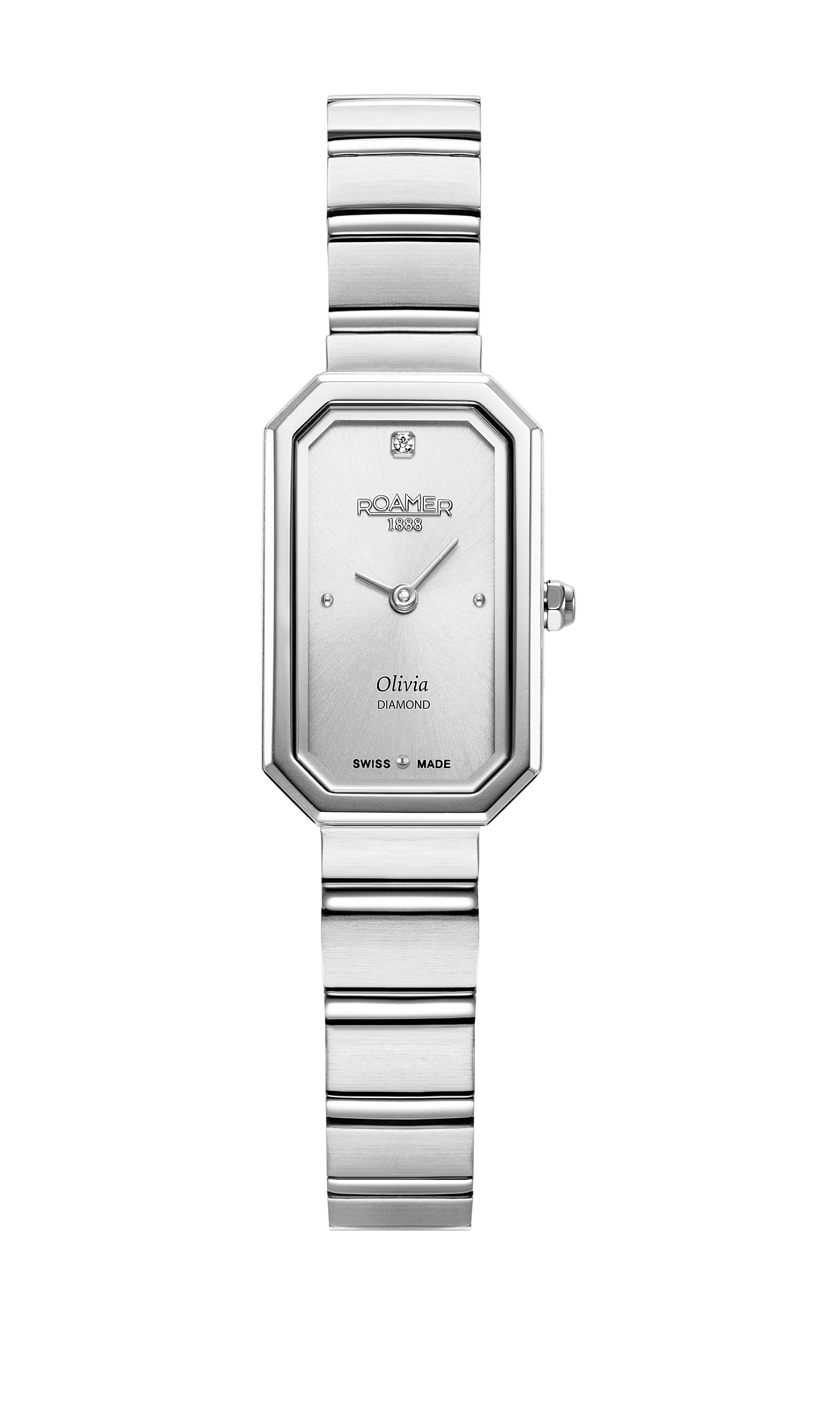 Olivia Diamond 18x29 mm Quartz Two-Hand Silver Dial Silver Bracelet Sapphire glass Stainless Steel swiss watch