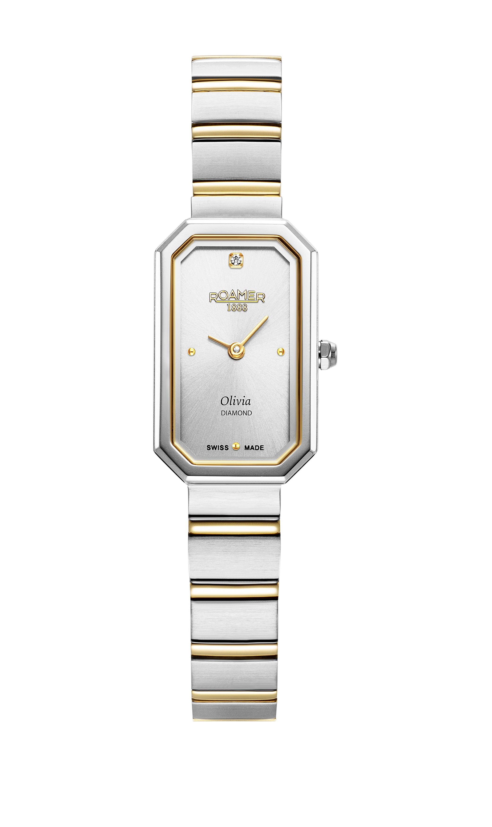 Olivia Diamond 18x29 mm Quartz Two-Hand Silver Dial Two-Tone Bracelet Sapphire glass Stainless Steel swiss watch