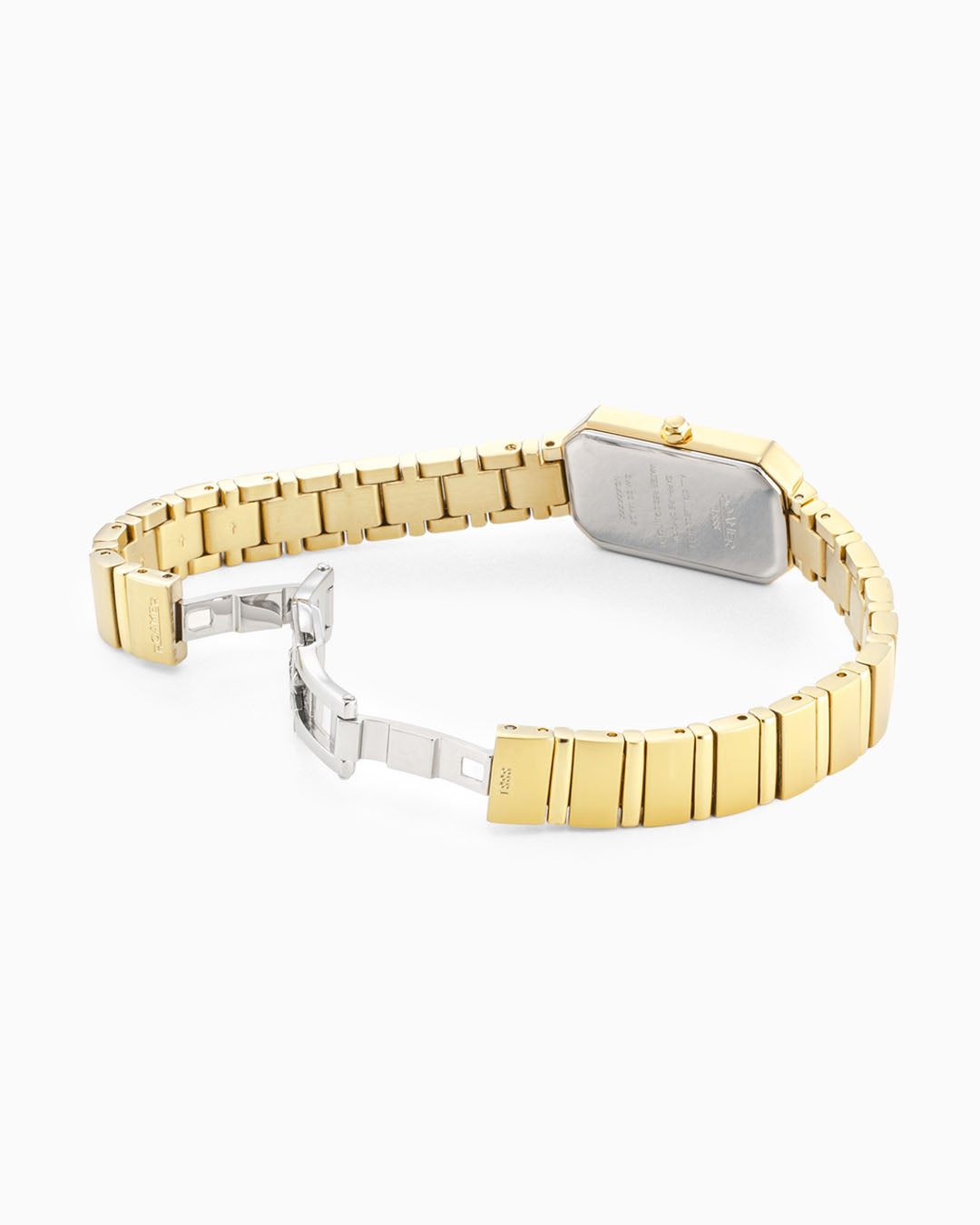Olivia Diamond 18x29 mm Quartz Two-Hand Silver Dial Gold Bracelet Sapphire glass Stainless Steel swiss watch