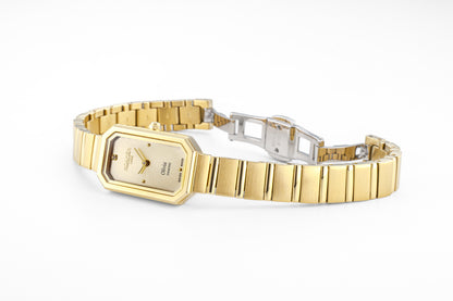 Olivia Diamond 18x29 mm Quartz Two-Hand Silver Dial Gold Bracelet Sapphire glass Stainless Steel swiss watch