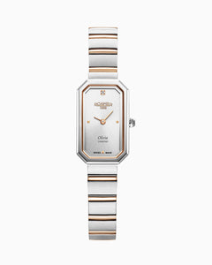 Olivia Diamond 18x29 mm Quartz Two-Hand Silver Dial Two-Tone Bracelet Sapphire glass Stainless Steel swiss watch