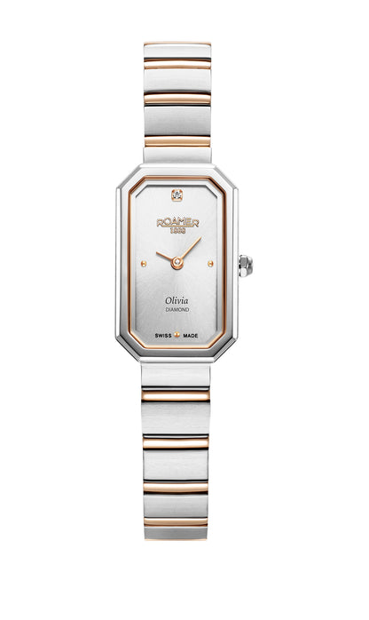 Olivia Diamond 18x29 mm Quartz Two-Hand Silver Dial Two-Tone Bracelet Sapphire glass Stainless Steel swiss watch