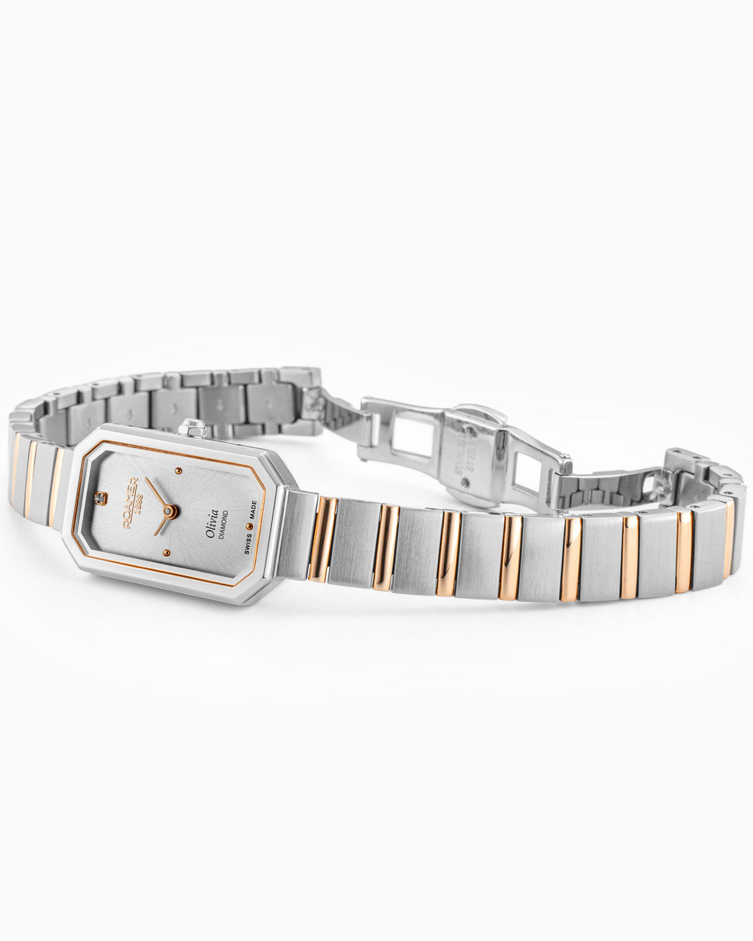 Olivia Diamond 18x29 mm Quartz Two-Hand Silver Dial Two-Tone Bracelet Sapphire glass Stainless Steel swiss watch