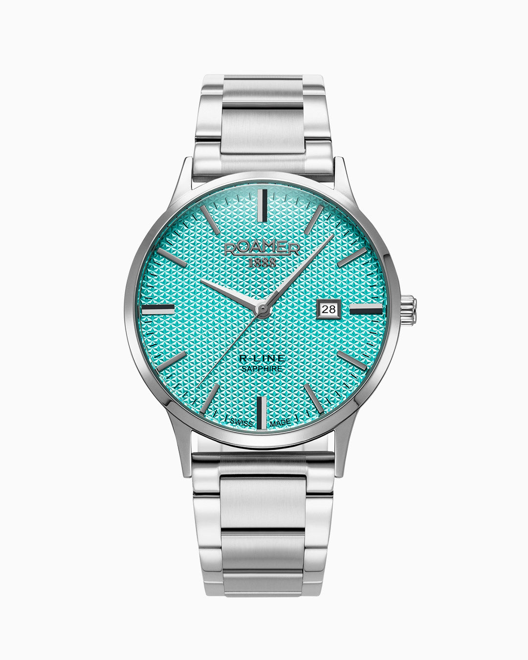 R Line Classic 43mm Quartz Three-Hand Date Sky Blue Dial Silver