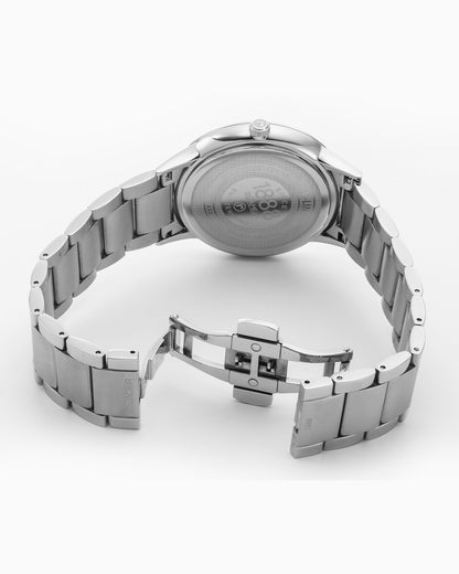 R Line Classic 43mm Quartz Three-Hand Date Sky Blue Dial Silver Bracelet Sapphire glass Stainless Steel swiss watch