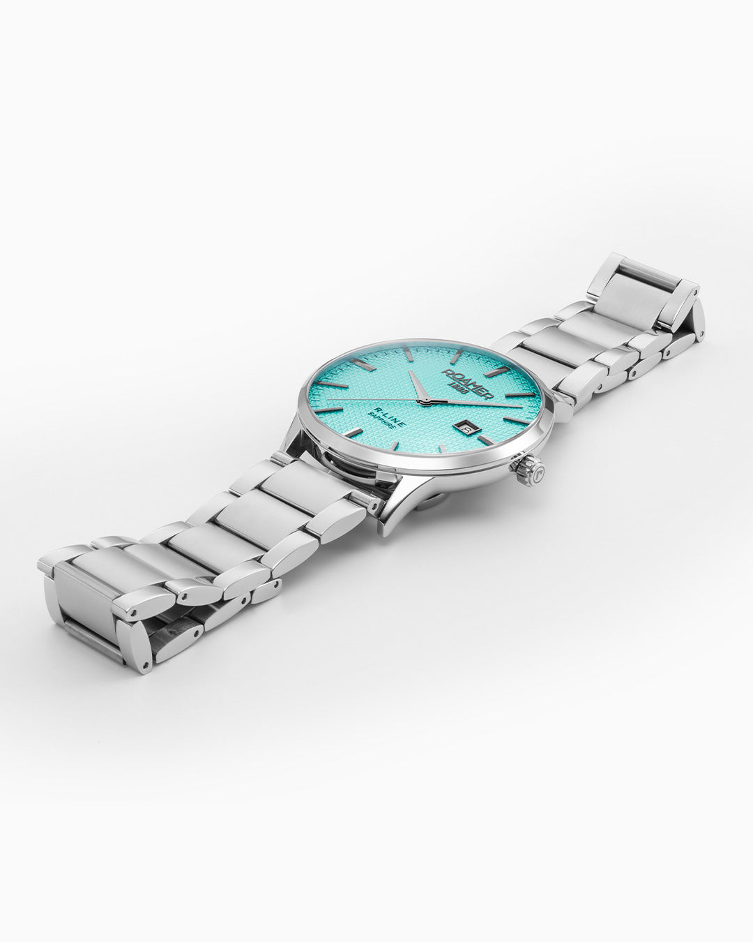 R Line Classic 43mm Quartz Three-Hand Date Sky Blue Dial Silver