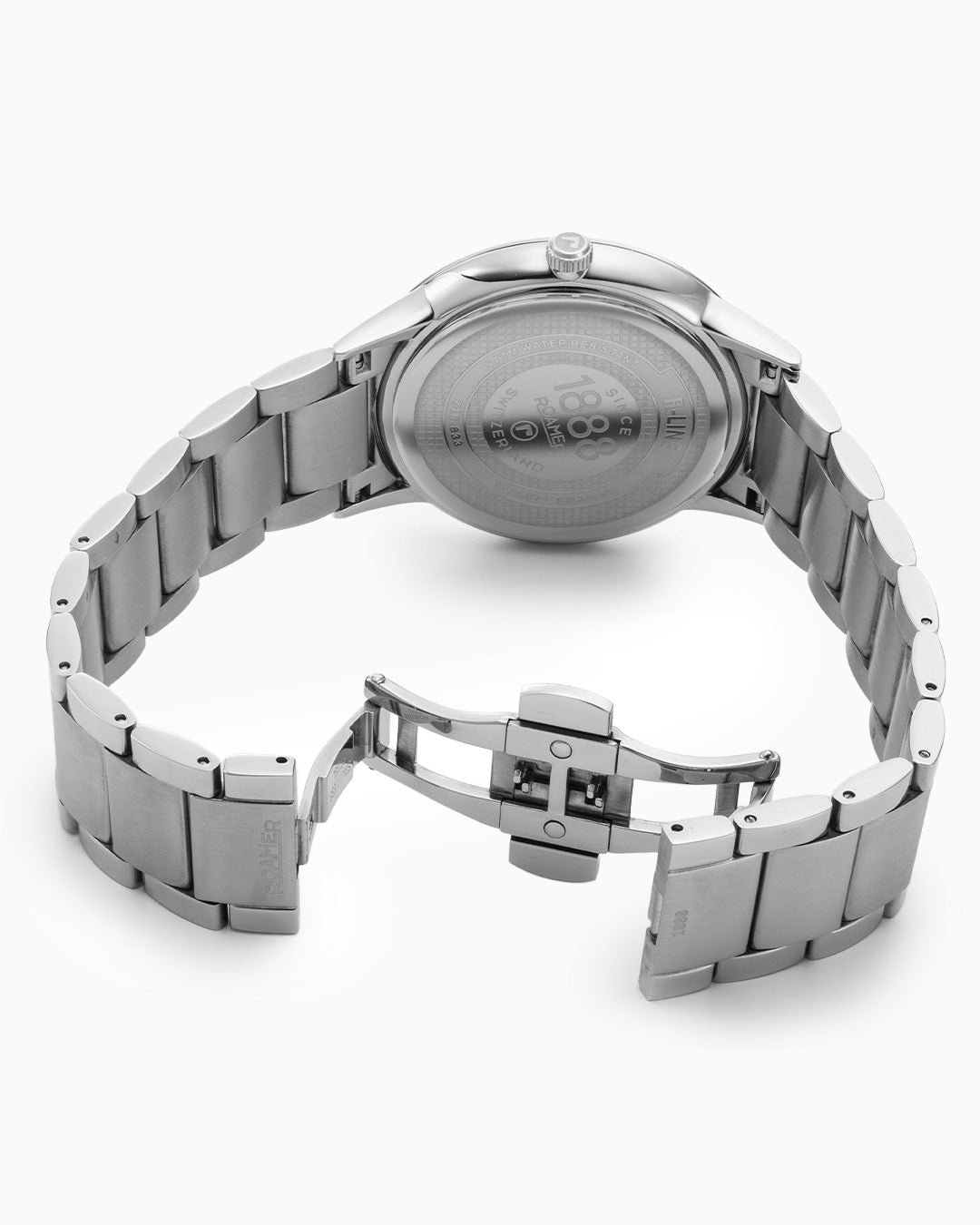 R Line Classic 43mm Quartz Three-Hand Date Green Sunray Dial Silver Bracelet Sapphire glass Stainless Steel swiss watch