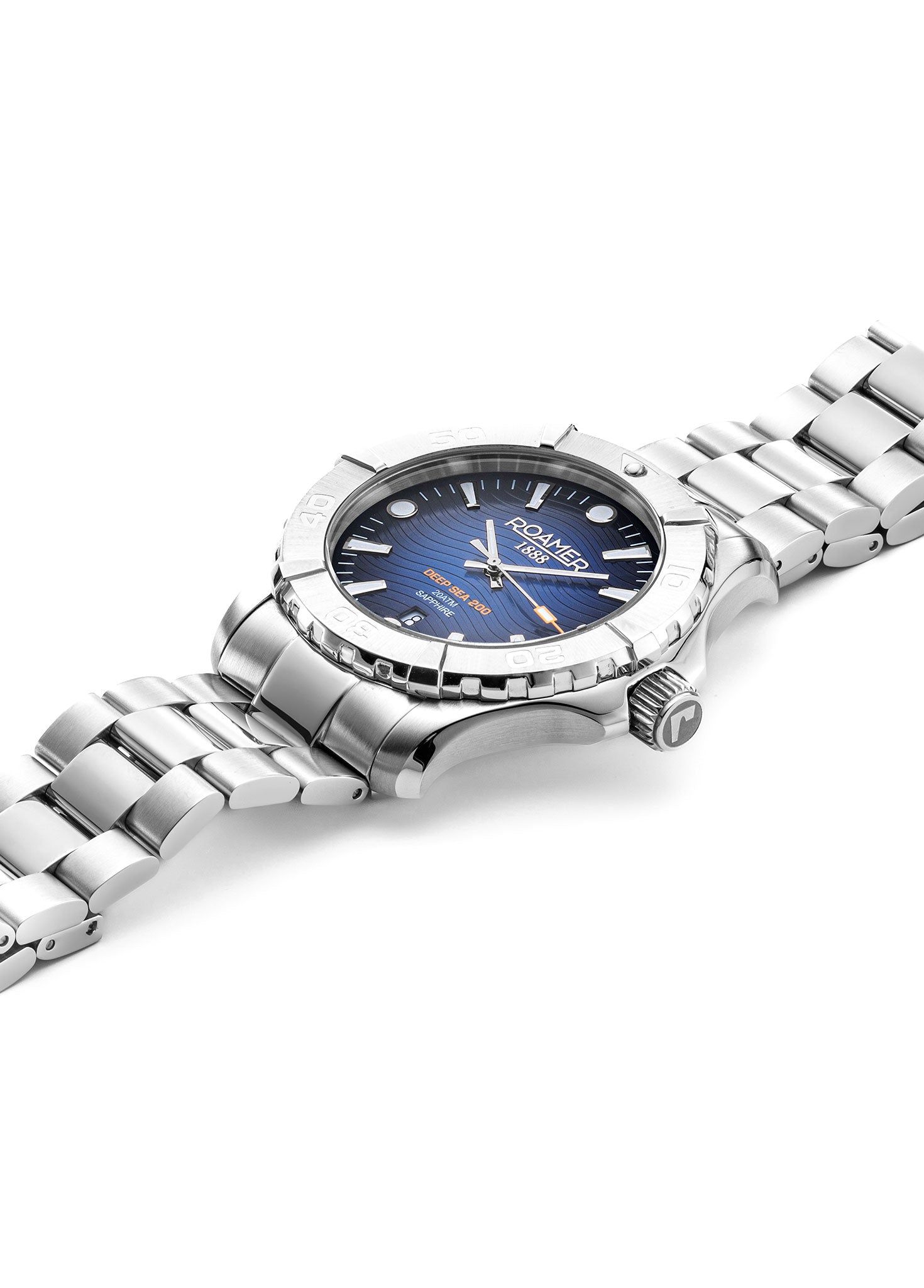 Deep Sea 200 43 mm Quartz Three-Hand Date Blue Dial Silver Bracelet Sapphire glass Stainless Steel swiss watch