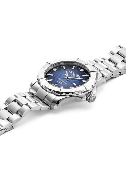 Deep Sea 200 43 mm Quartz Three-Hand Date Blue Dial Silver Bracelet Sapphire glass Stainless Steel swiss watch