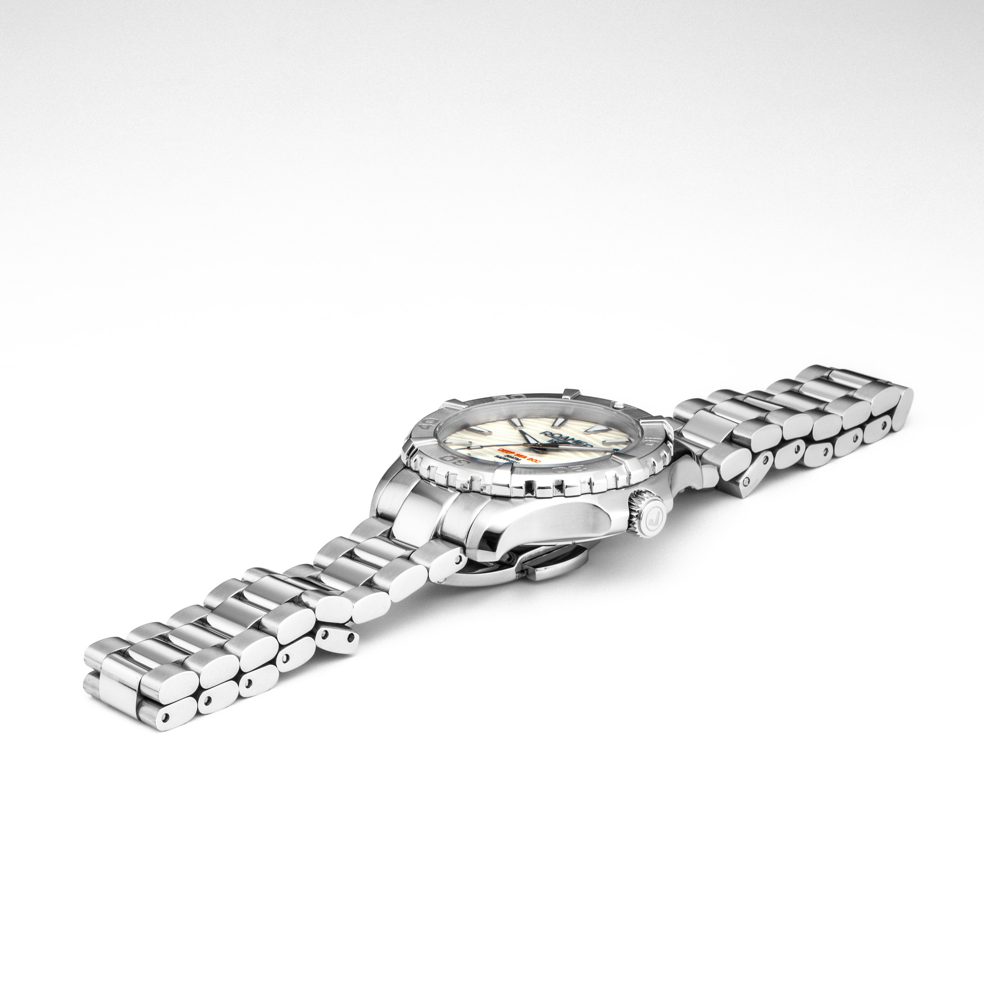 Deep Sea 200 Ladies 34 mm Quartz Three-Hand Date White Dial Silver Bracelet Sapphire glass Stainless Steel swiss watch