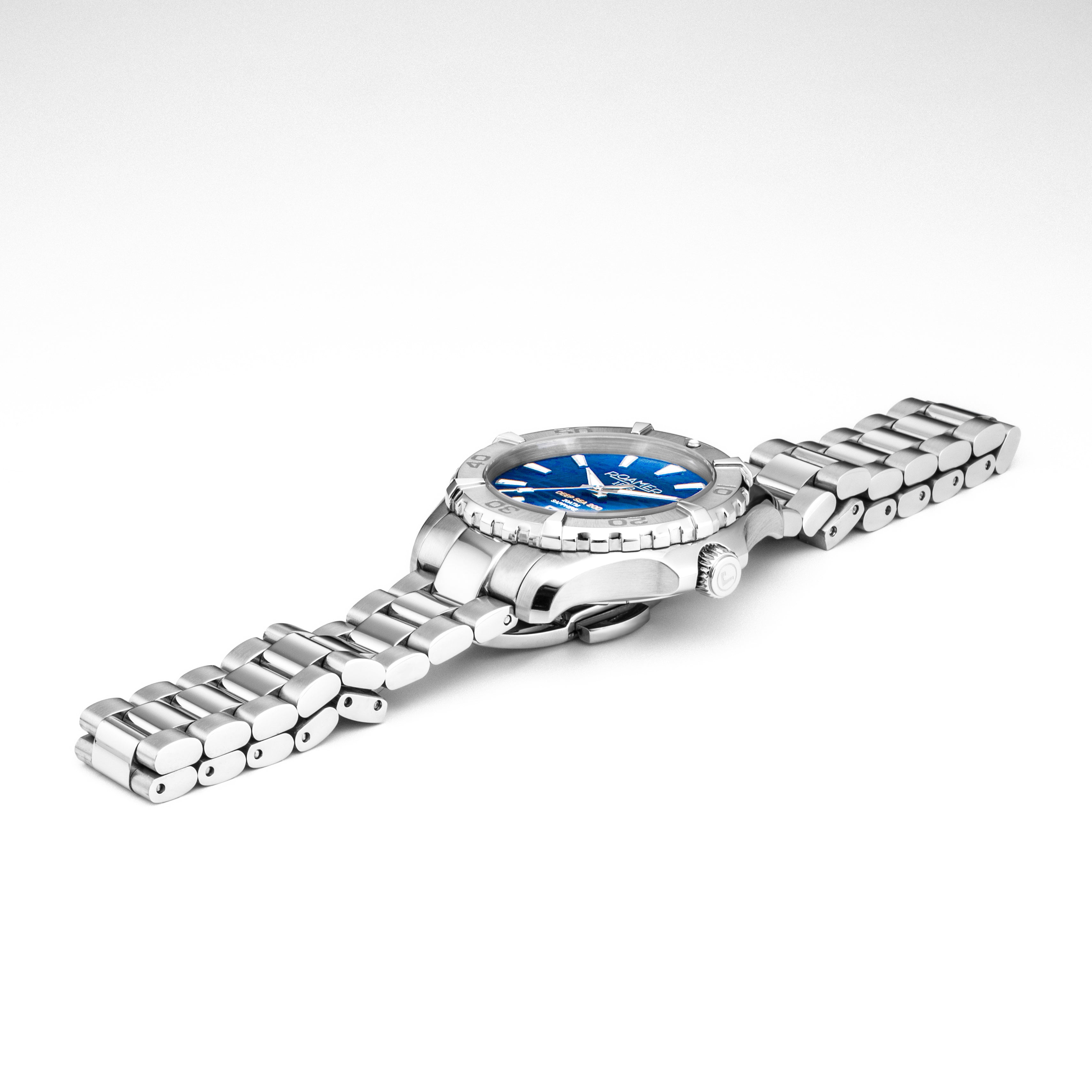 Deep Sea 200 Ladies 34 mm Quartz Three-Hand Date Blue Dial Silver Bracelet Sapphire glass Stainless Steel swiss watch