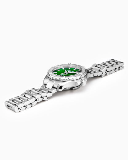 Deep Sea 200 Ladies 34 mm Quartz Three-Hand Date Green Dial Silver Bracelet Sapphire glass Stainless Steel swiss watch