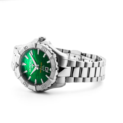 Deep Sea 200 Ladies 34 mm Quartz Three-Hand Date Green Dial Silver Bracelet Sapphire glass Stainless Steel swiss watch
